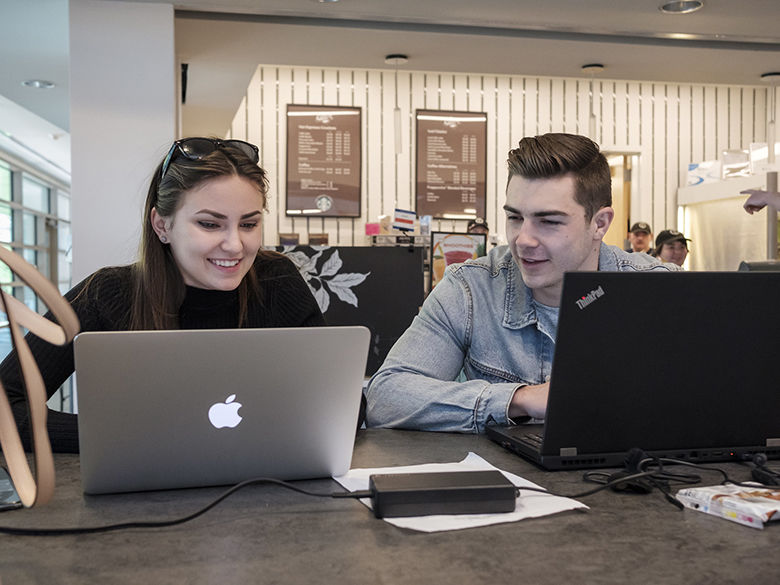 Students studying at the Cyber Cafe in Gaige