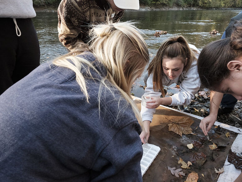 Students conducting research in Schuylkill River