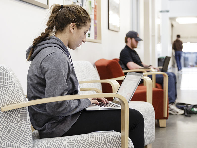 Students working on their computers in Gaige
