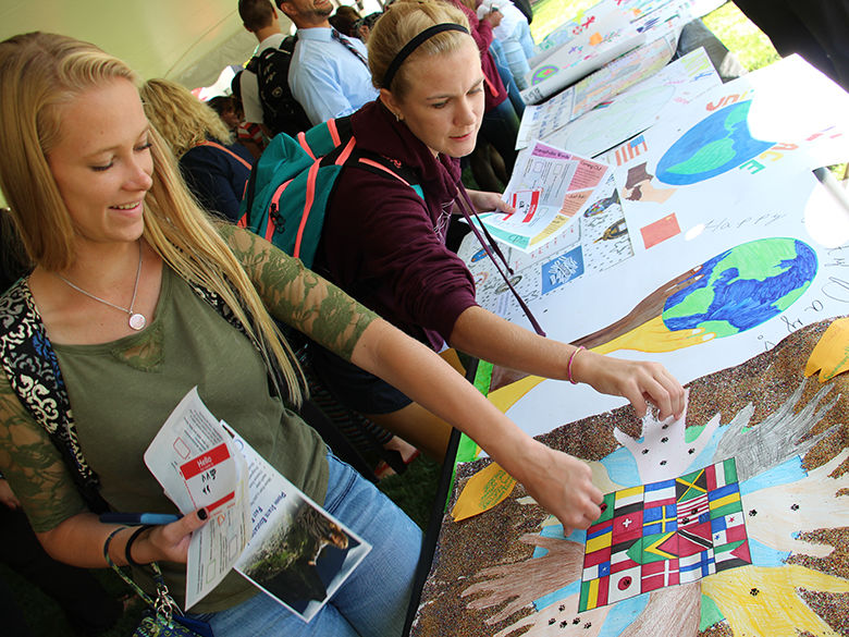 Students participating in Unity Day activities