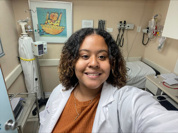 Aidee Santos Acosta pictured at medical internship in Buenos Aires, Argentina