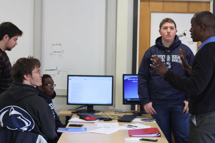 Conrad Tucker interacts with students