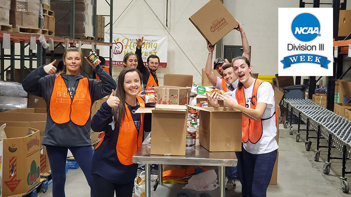 Berks athletic teams at local pet food bank.