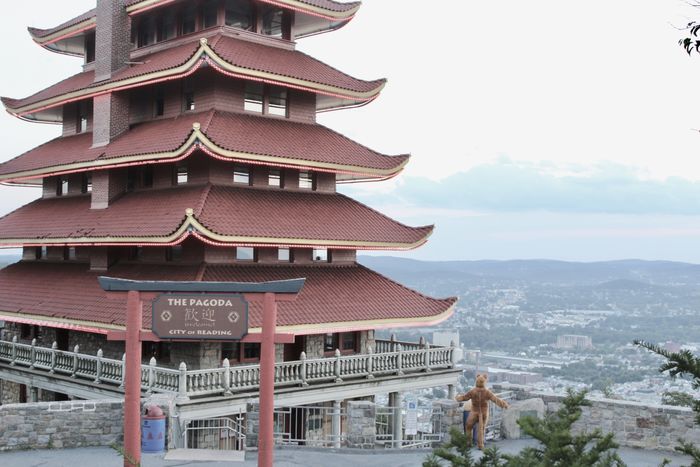 The Nittany Lion visits the Pagoda