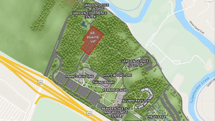 Map showing the G-5 parking lot
