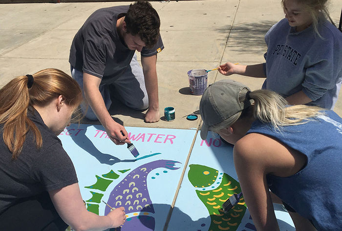 The mural at Amanda Stout Elementary School was painted by students enrolled in the Introductory Painting course.