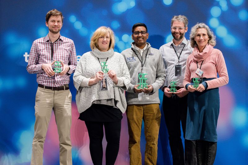 group shot of 2018 open innovation challenge presenters