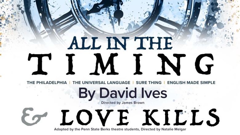 Clock graphic for "All in the Timing" theatre production
