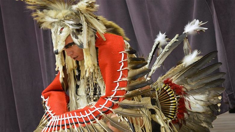 Piscataway Nation Singer wearing traditional indigenous garb