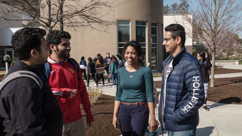 Students talking outside