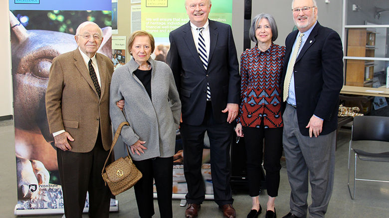 The Cohens and Hammels stand with Chancellor Hillkirk