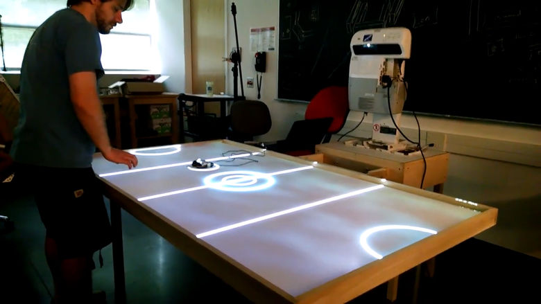 Berks student Michael Bianco virtual hockey table
