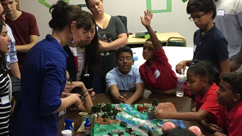 Olivet children using the EnviroScape learning tool