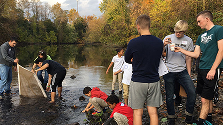 Students testing water