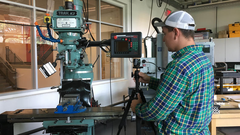 Wyatt Ritchie works in machine shop