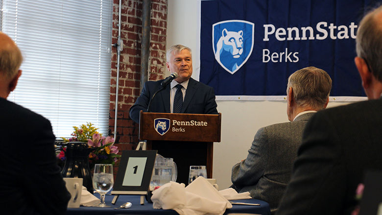 Dr. Barron addressing the attendees of the economic development luncheon