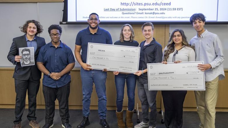 Student winners of the challenge are pictured