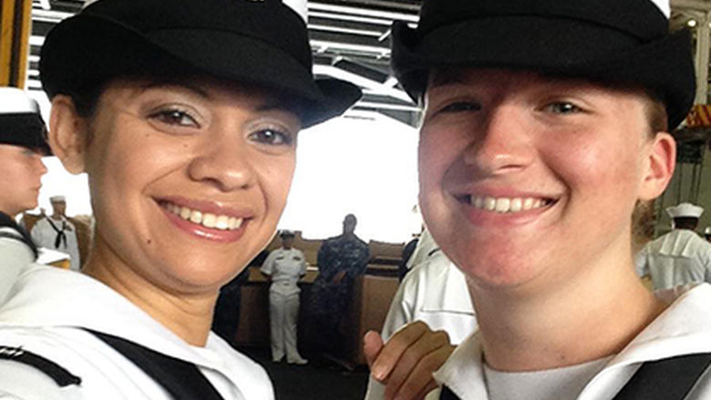Courtney Hoopert, right, with fellow navy friend.