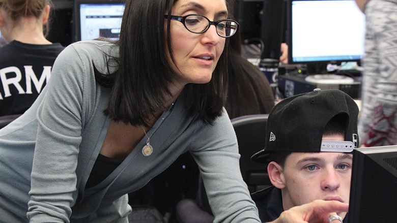 Dr. Grobman with student