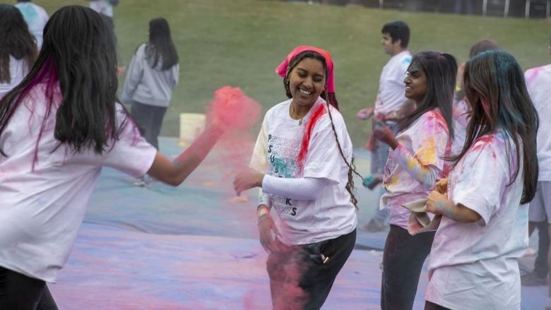 Students in colored powder at last year's event