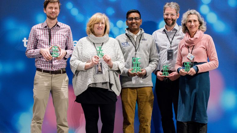 group shot of 2018 open innovation challenge presenters