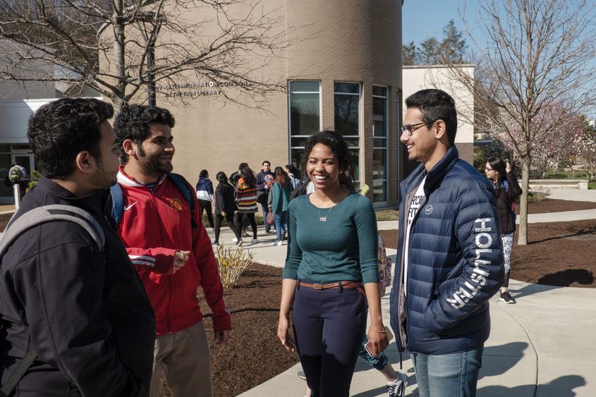 Students talking outside