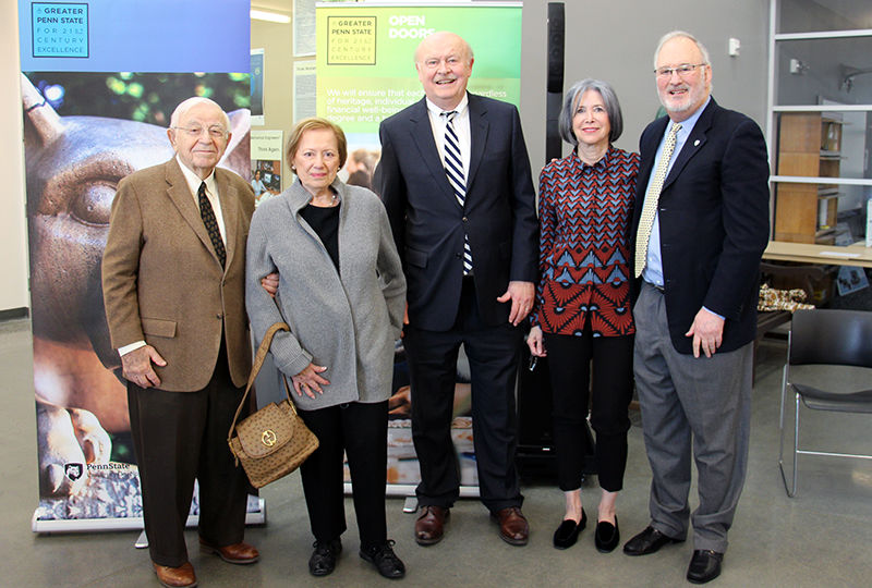 The Cohens and Hammels stand with Chancellor Hillkirk at the reception celebrating their joint gift to Penn State Berks The Cohens and Hammels stand with Chancellor Hillkirk