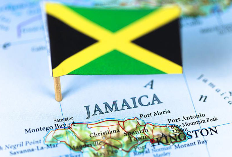 Map of Jamaican with flag Map of Jamaican with flag