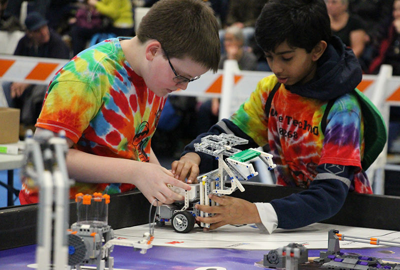 Students participate in First Lego League. Students participate in First Lego League.