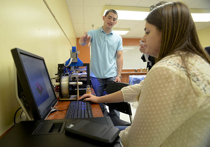 student looking at computer