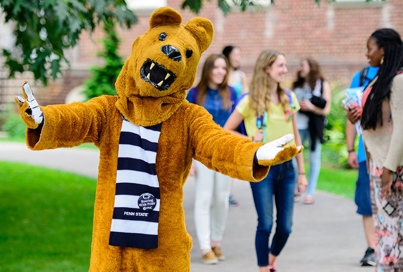 Nittany Lion welcoming students on campus. Nittany Lion welcoming students on campus.
