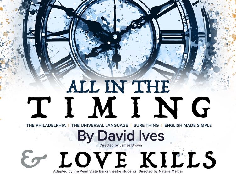 Clock graphic for "All in the Timing" theatre production