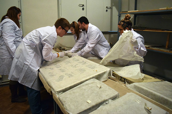 students preserving documents