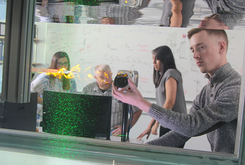 A student works in the Fluid Dynamics Lab at Penn State Berks. A student works in the Fluid Dynamics Lab at Penn State Berks.
